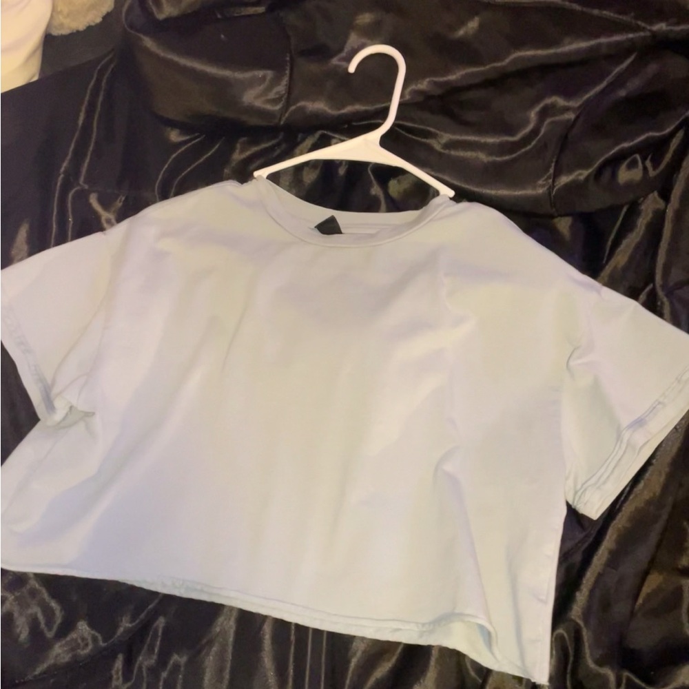 baby blue over size tee shirt